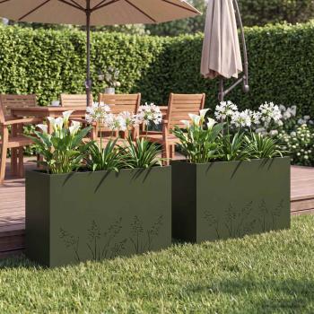ARDEBO.de - Garten-Pflanzgefäß 2 Stk. Olivgrün 80 x 30 x 49 cm