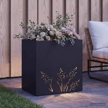 Garten-Pflanzgefäß Schwarz 50 x 30 x 49 cm Kaltgewalzter Stahl
