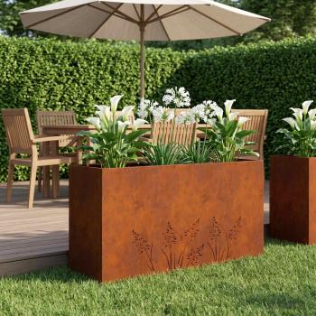 ARDEBO.de - Garten-Pflanzgefäß Rostoptik 100 x 30 x 49 cm Wetterfeststahl