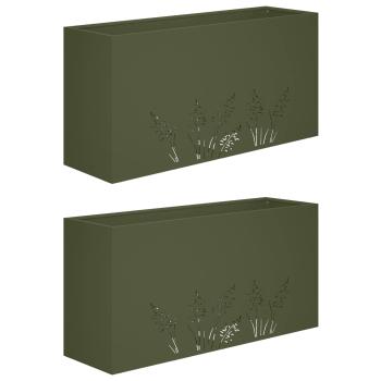 Garten-Pflanzgefäß 2 Stk. Olivgrün 100 x 20 x 49 cm