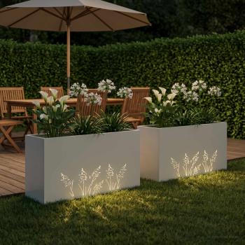 Garten-Pflanzgefäß 2 Stk. Weiß 100 x 20 x 49 cm