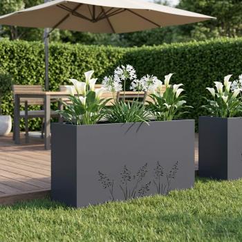 ARDEBO.de - Garten-Pflanzgefäß Anthrazit 100 x 30 x 49 cm