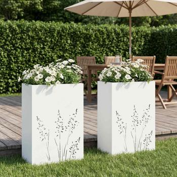 ARDEBO.de - Garten-Pflanzgefäß 2 Stk. Weiß 50 x 30 x 75 cm