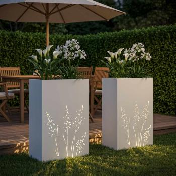 Garten-Pflanzgefäß 2 Stk. Weiß 50 x 30 x 75 cm