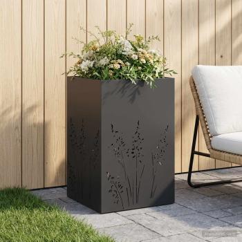 ARDEBO.de - Garten-Pflanzgefäß Schwarz 50 x 50 x 75 cm Kaltgewalzter Stahl