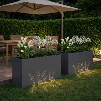 Garten-Pflanzgefäß 2 Stk. Anthrazit 100 x 20 x 49 cm