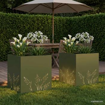 Garten-Pflanzgefäß 2 Stk. Olivgrün 50 x 50 x 49 cm
