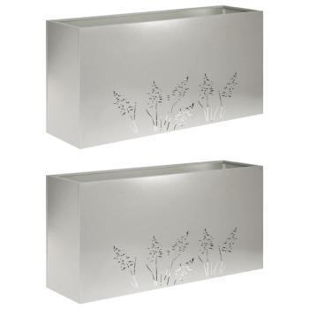 Garten-Pflanzgefäß 2 Stk. Silber 100 x 30 x 49 cm Edelstahl