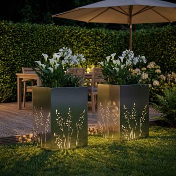 Garten-Pflanzgefäß 2 Stk. Silber 50 x 50 x 75 cm Edelstahl