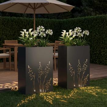 Garten-Pflanzgefäß 2 Stk. Schwarz 50 x 30 x 75 cm
