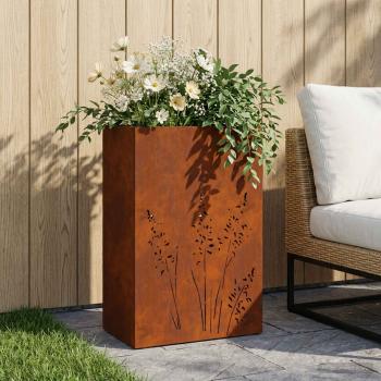 ARDEBO.de - Garten-Pflanzgefäß Rostoptik 50 x 30 x 75 cm Wetterfeststahl