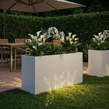 Garten-Pflanzgefäß Weiß 100 x 30 x 49 cm Kaltgewalzter Stahl