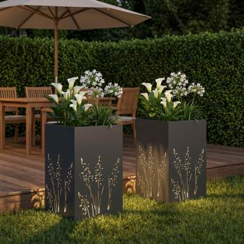 Garten-Pflanzgefäß 2 Stk. Anthrazit 50 x 50 x 75 cm