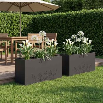 ARDEBO.de - Garten-Pflanzgefäß 2 Stk. Schwarz 100 x 30 x 49 cm