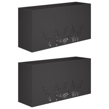 Garten-Pflanzgefäß 2 Stk. Schwarz 100 x 30 x 49 cm