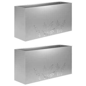 Garten-Pflanzgefäß 2 Stk. Silber 100 x 30 x 49 cm