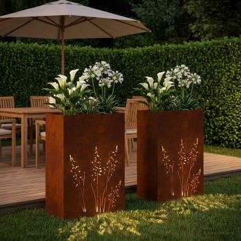 Garten-Pflanzgefäß 2 Stk. Rostoptik 50 x 30 x 75 cm