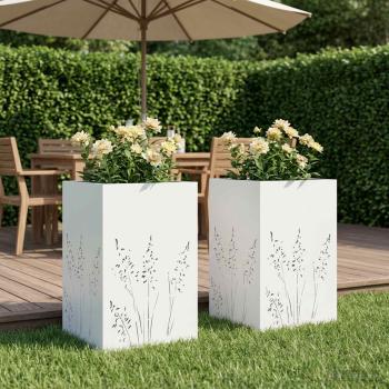 ARDEBO.de - Garten-Pflanzgefäß 2 Stk. Weiß 50 x 50 x 75 cm