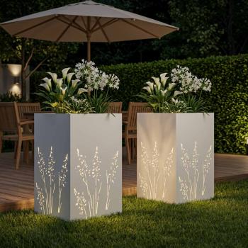Garten-Pflanzgefäß 2 Stk. Weiß 50 x 50 x 75 cm