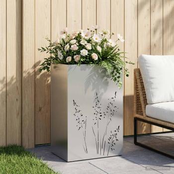 ARDEBO.de - Garten-Pflanzgefäß Silber 50 x 30 x 75 cm Verzinkter Stahl