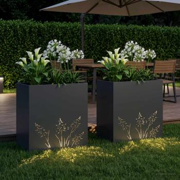 Garten-Pflanzgefäß 2 Stk. Schwarz 50 x 30 x 49 cm