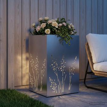 Garten-Pflanzgefäß Silber 50 x 50 x 75 cm Verzinkter Stahl