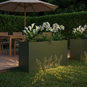 Garten-Pflanzgefäß Olivgrün 100 x 30 x 49 cm