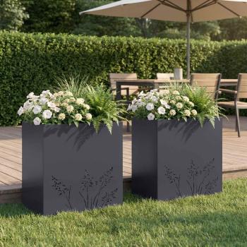 ARDEBO.de - Garten-Pflanzgefäß 2 Stk. Anthrazit 50 x 30 x 49 cm