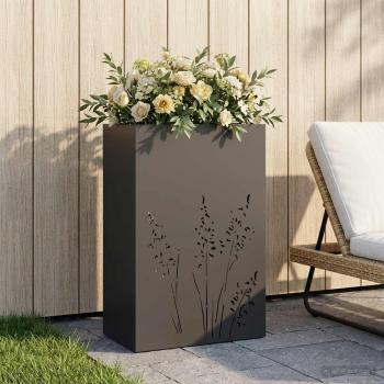 ARDEBO.de - Garten-Pflanzgefäß Schwarz 50 x 30 x 75 cm Kaltgewalzter Stahl