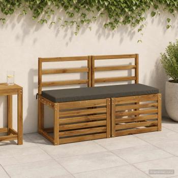 ARDEBO.de - 2-teilige Bankkissen SOEST 2 stk. 100 % Polyester Anthrazit