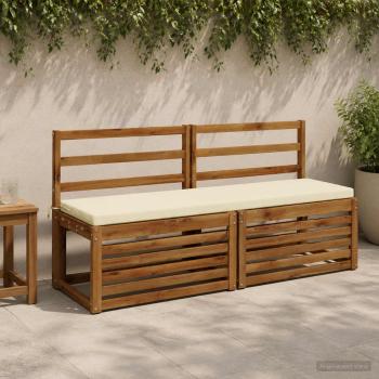 ARDEBO.de - 2-teilige Bankkissen SOEST 2 stk. 100 % Polyester Creme