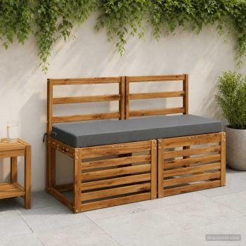 ARDEBO.de - 2-teilige Bankkissen SOEST 2 stk. 100 % Polyester Grau