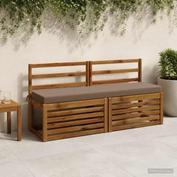 ARDEBO.de - Bankkissen SOEST 2 stk. 100 % Polyester Taupe 140 x 40 x 8 cm