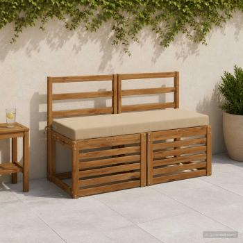 ARDEBO.de - 2-teilige Bankkissen SOEST 2 stk. 100 % Polyester Beige