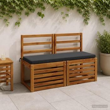 ARDEBO.de - 2-teilige Bankkissen SOEST 2 stk. 100 % Polyester Anthrazit