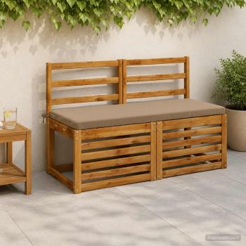 ARDEBO.de - Bankkissen SOEST 2 stk. 100 % Polyester Taupe 110 x 50 x 5 cm