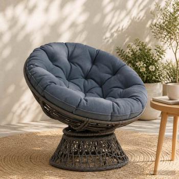 ARDEBO.de - Hängesessel-Kissen VIANEN 100 % Polyester Blau Ø 60 x 10 cm