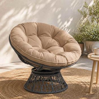 ARDEBO.de - Hängesessel-Kissen VIANEN 100 % Polyester Sand Ø 40 x 10 cm