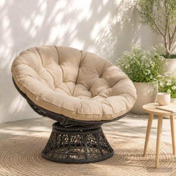 ARDEBO.de - Papasan-Sessel-Kissen VIANEN 100 % Polyester Creme