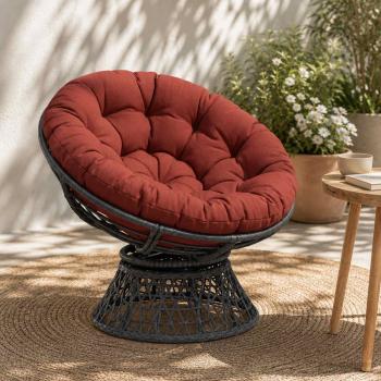 ARDEBO.de - Papasan-Sessel-Kissen VIANEN 100 % Polyester Rot Ø 120 x 12 cm