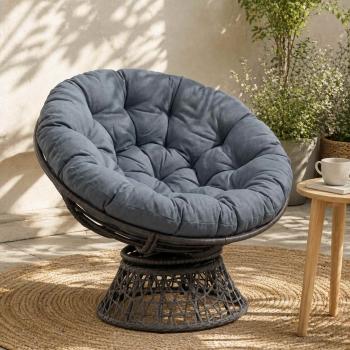 ARDEBO.de - Papasan-Sessel-Kissen VIANEN 100 % Polyester Blau Ø 100 x 12 cm