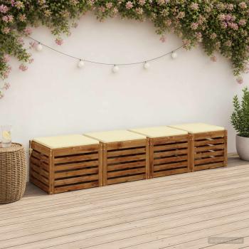 ARDEBO.de - 4-teilige Sitzkissen SOEST 4 stk. 100 % Polyester Creme