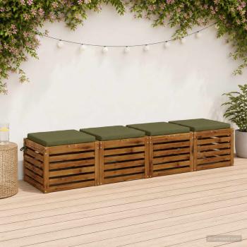 ARDEBO.de - 4-teilige Sitzkissen SOEST 4 stk. 100 % Polyester Olivgrün