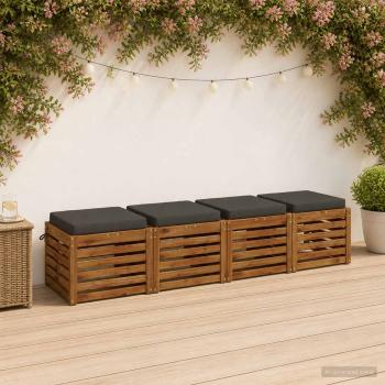 ARDEBO.de - 4-teilige Sitzkissen SOEST 4 stk. 100 % Polyester Anthrazit