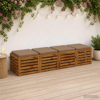 ARDEBO.de - 4-teilige Sitzkissen SOEST 4 stk. 100 % Polyester Taupe
