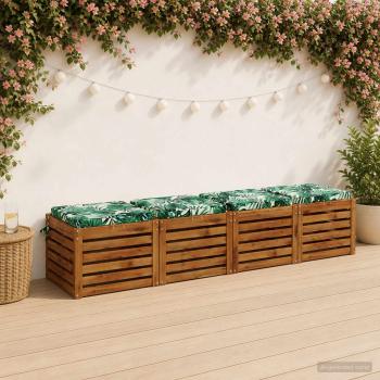 ARDEBO.de - 4-teilige Sitzkissen SOEST 4 stk. 100 % Polyester Blattmuster