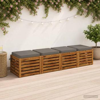ARDEBO.de - 4-teilige Sitzkissen SOEST 4 stk. 100 % Polyester Grau