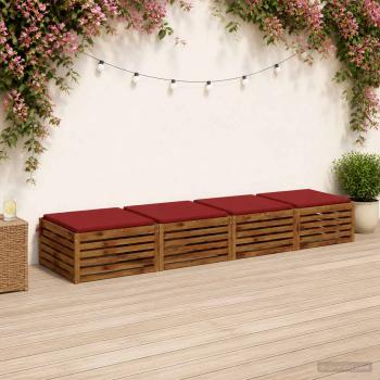 ARDEBO.de - Sitzkissen SOEST 4 stk. 100 % Polyester Weinrot 80 x 80 x 3 cm