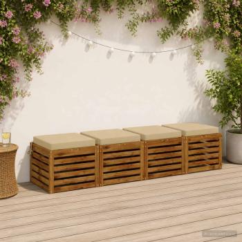 ARDEBO.de - 4-teilige Sitzkissen SOEST 4 stk. 100 % Polyester Beige