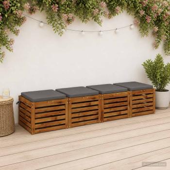 ARDEBO.de - 4-teilige Sitzkissen SOEST 4 stk. 100 % Polyester Grau